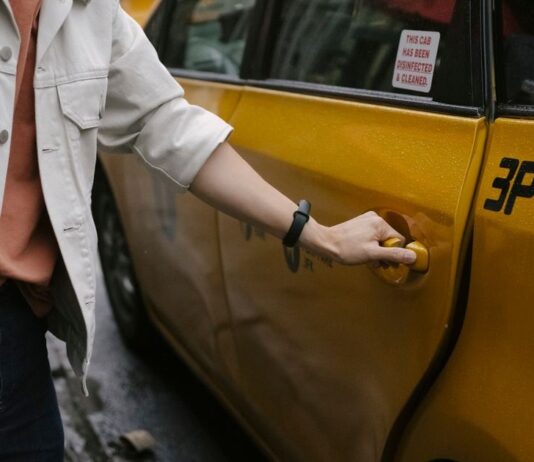 Yellow taxi door (non-literal stock)