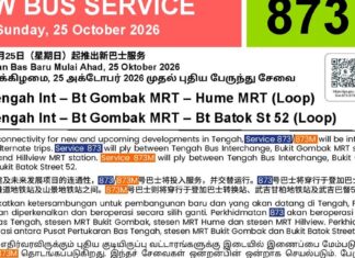 LTA publicity poster for new bus services 873 and 873M from Tengah from 25 October 2026