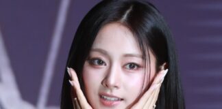 TWICE member Tzuyu at a press photocall
