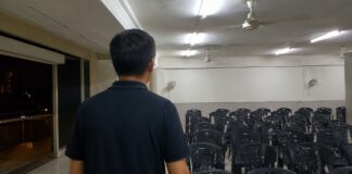 Indoor community hall representing a welfare home setting