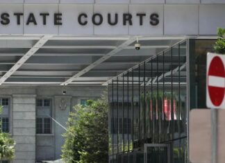 State Courts entrance exterior (Zaobao OG) — non-literal venue; not an incident photo of Ng Chye Huay