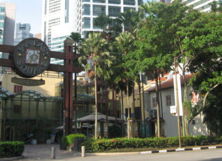 Far East Square entrance gate on Amoy Street, Singapore