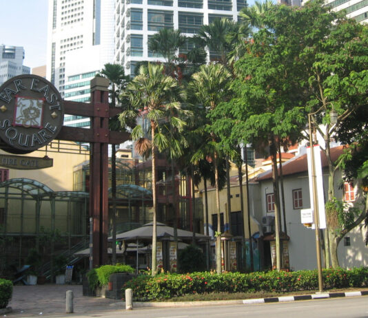 Far East Square entrance gate on Amoy Street, Singapore