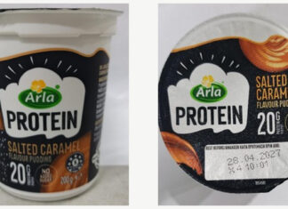 Arla Protein Salted Caramel pudding pot and lid