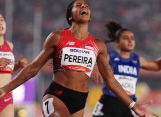 Singapore Ends Asian Games With 18 Medals; 9 Silvers a Record but Gold Haul Lowest in Nearly 30 Years Shanti Pereira celebrating Asian Games 200m gold for Team Singapore (SpexSG / Jeremy Lee via ActiveSG Circle)