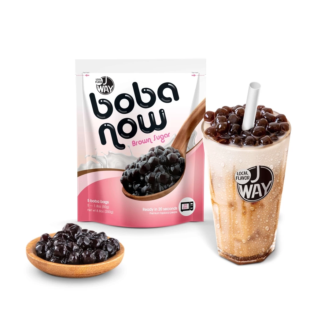 J-Way Boba Now Brown Sugar Ready-to-Eat Tapioca Pearls (5 x 50g)