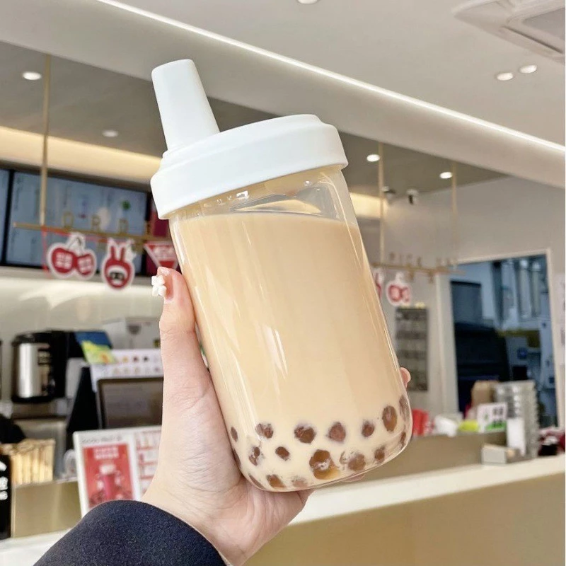 500ml Portable Transparent Bubble Tea Straw Cup