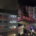 Bukit Batok Coffee-Shop Fire Sends 1 to Hospital; About 30 Evacuated Fire at Bukit Batok West Avenue 4 coffee shop block at night, with fire engine below (Image: Threads, TikTok via 8world)