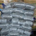 Cannabis blocks found beside glove boxes in a shipping container (CNB/ICA release via Chinese media)
