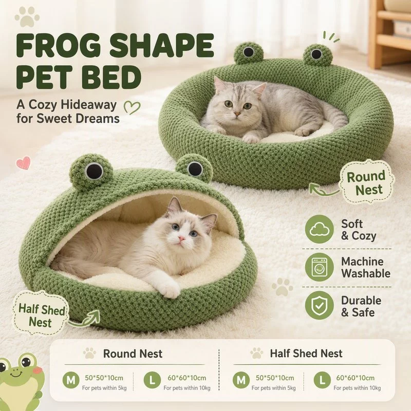 Frog-Shaped Cat Bed