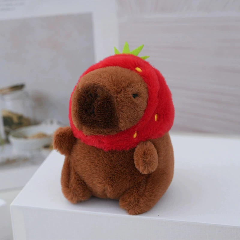 Strawberry Hood Capybara Plush Bag Charm