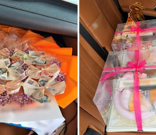 60 Travellers Caught With Undeclared Goods at Singapore Checkpoints; 7 Others Flagged for Undeclared Cash A money bouquet and two boxed birthday cakes that a traveller failed to declare at Tuas Checkpoint (Photo: Singapore Customs)
