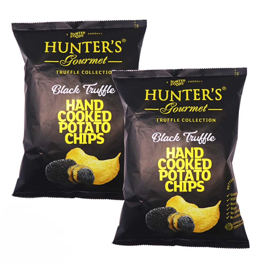 Hunter's Gourmet Black Truffle Hand Cooked Potato Chips 125g (Pack of 2)