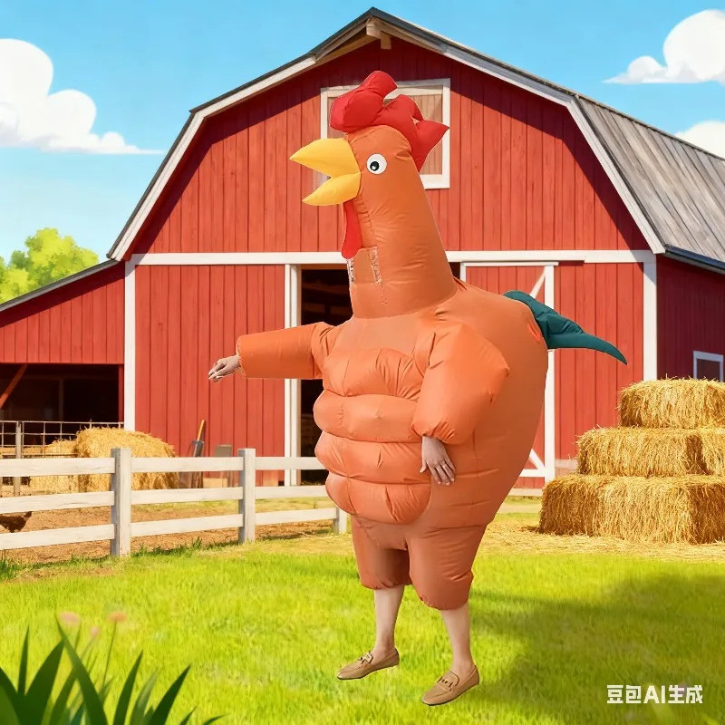 Inflatable Muscle Chicken Costume