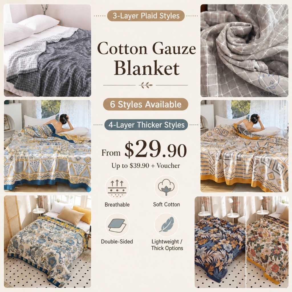 Gauze Cotton & Tencel Airplane Blanket