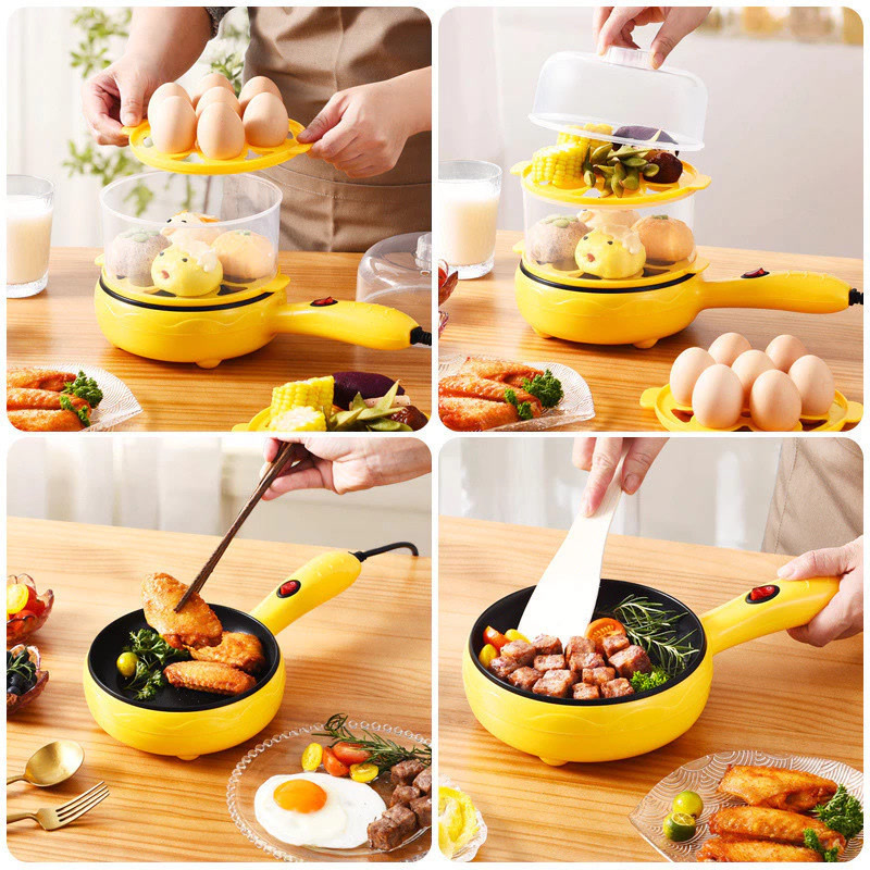 2-in-1 Electric Mini Frying Pan with Steamer