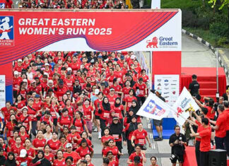 Great Eastern Women’s Run Cancelled Due to Haze; Refunds Exclude S$20 Donation Crowd of runners in red at the start line of the Great Eastern Women's Run (file photo from a previous edition)