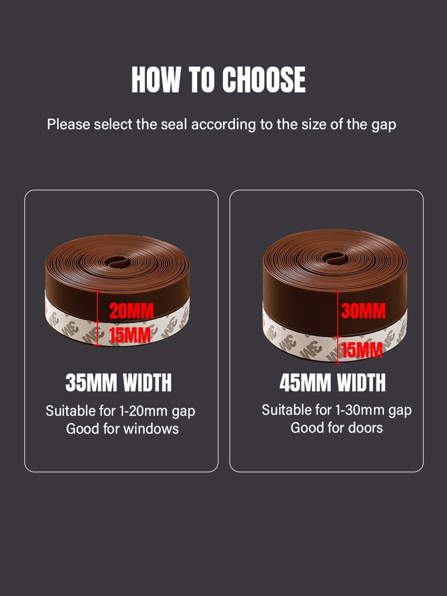 Silicone Window & Door Gap Sealer Strip, 5m