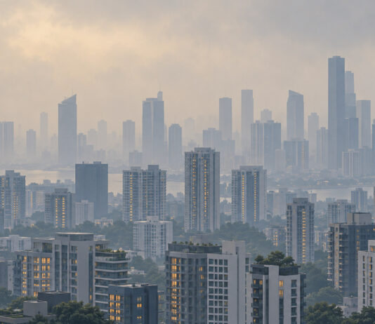 Hazy skyline over Singapore