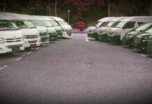 Minibus Driver Fined S$5,000 & Banned for Five Years After Motorcyclist Was Dragged Along Road Minibuses parked in a row in Singapore