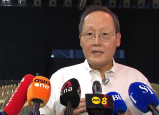 PM Wong Says Gas Contracts Must Be Honoured; Indonesia’s Cuts Unlikely to Affect Electricity Prices Much for Now Minister Tan See Leng speaking to reporters at a microphone-filled press conference