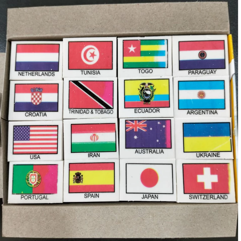 2. World Flag Rectangular Rubber Erasers