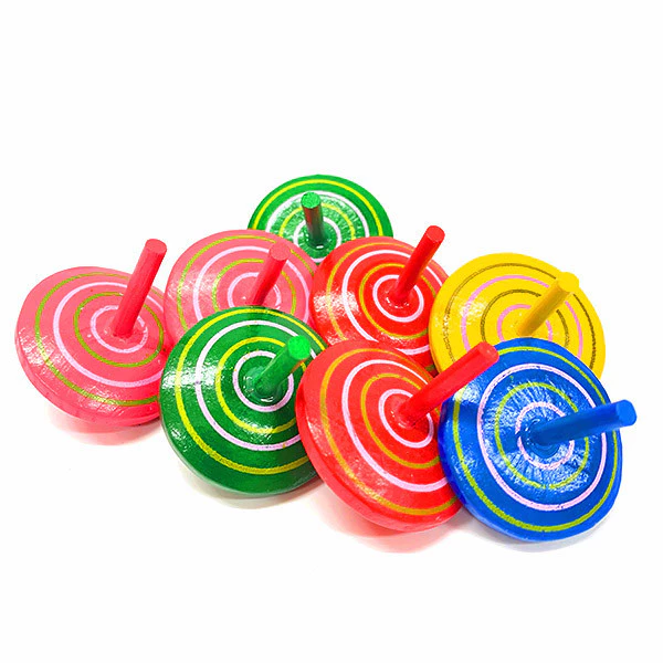 8. Old-School Painted Wooden Spinning Tops
