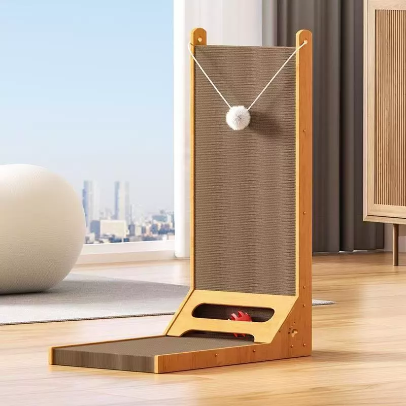 L-Shaped Wooden-Frame Corner Standing Cat Scratch Board