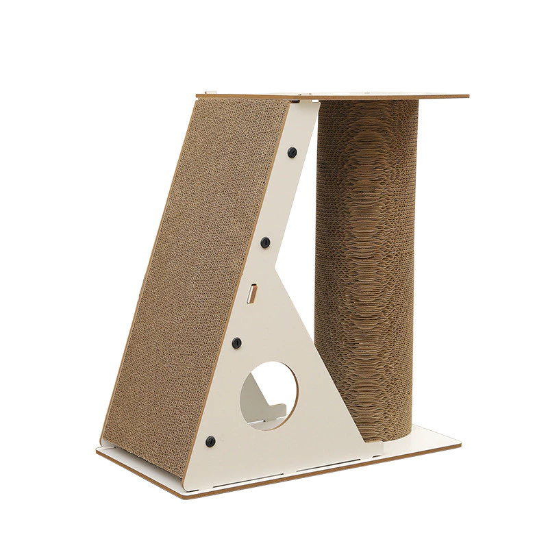 Vertical Corrugated Cardboard Cat Scratching Ramp and Column Frame