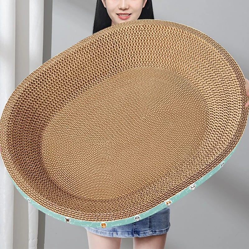Large Oval Recessed Corrugated Cardboard Cat Scratcher Nest Bowl