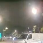 Dashcam still of white van near Compassvale Street junction after hitting a traffic-light pole