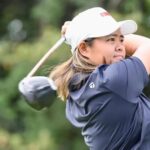 Shannon Tan in action at the Asian Games golf event (Lianhe Zaobao / 邝启聪)