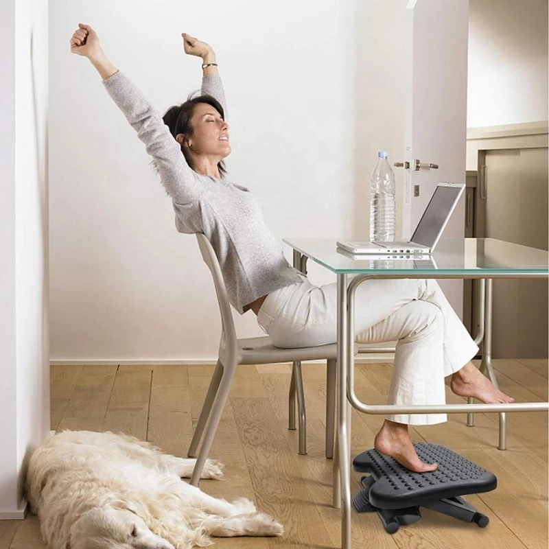 Height-Adjustable Under-Desk Footrest With Massage Beads