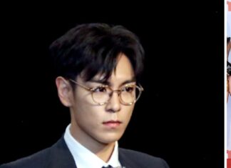 Illustrative composite of separate publicity photos of T.O.P and Nana, not a couple photo and not from Dispatch