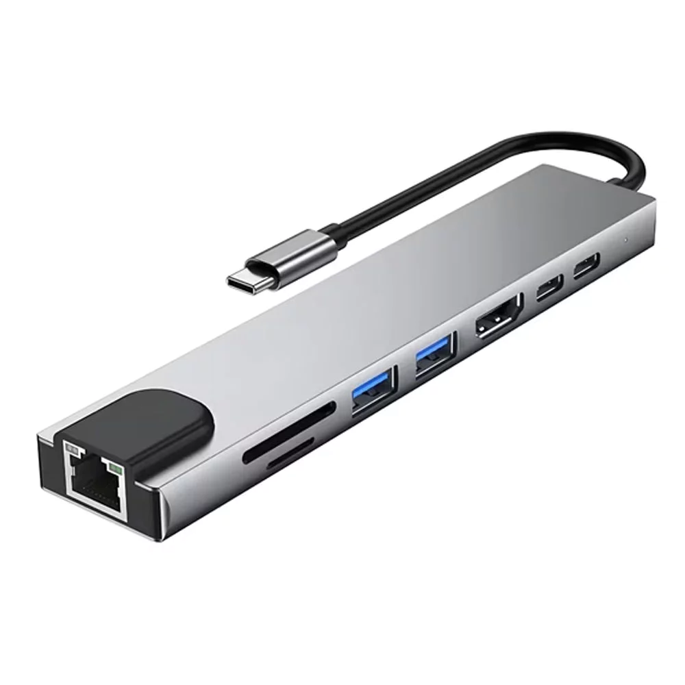 8-in-1 USB-C Hub With Ethernet and Card Readers