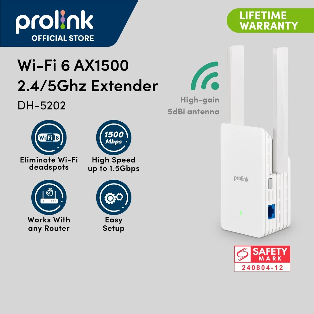 Prolink DH-5202 AX1500 Wi-Fi 6 Range Extender